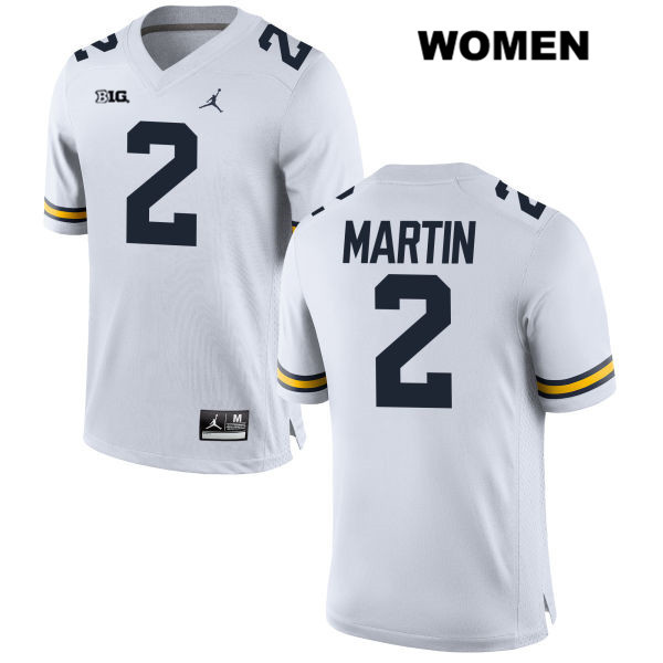 Women's NCAA Michigan Wolverines Oliver Martin #2 White Jordan Brand Authentic Stitched Football College Jersey ZX25A61ZN